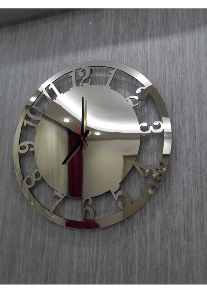 Büyük Yuvarlak Duvar Saati Altın Sarısı 60X60 cm fırsatları