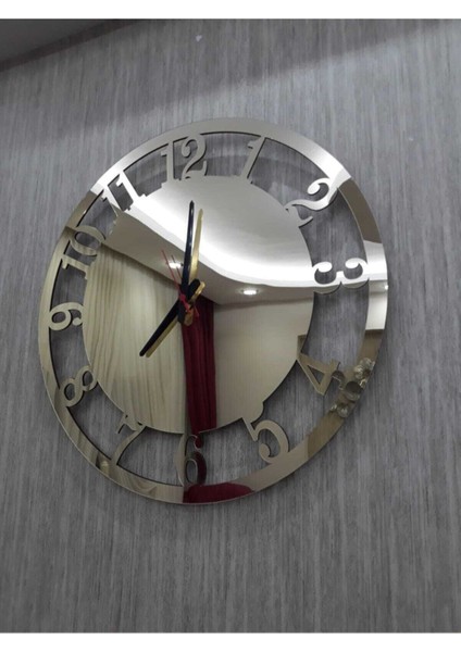 Büyük Yuvarlak Duvar Saati Altın Sarısı 60X60 cm