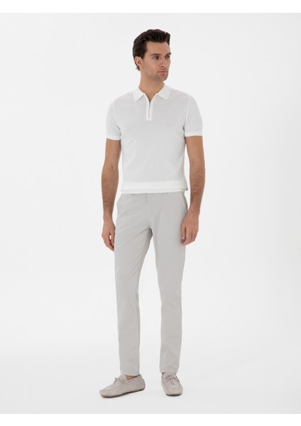 Erkek Taş Slim Fit Pamuk Karışımlı Kanvas Pantolon 50312177-VR049