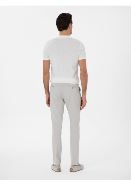 Erkek Taş Slim Fit Pamuk Karışımlı Kanvas Pantolon 50312177-VR049