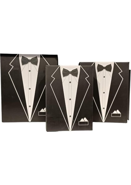 3'lü Set Siyah Damat Bohça Kutusu 1 Adet