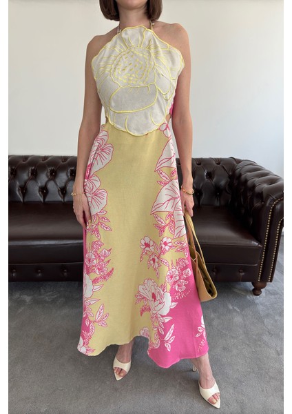 Nakışlı Premium Bağlamalı Nakışlı Elbise- Pembe fiyatları