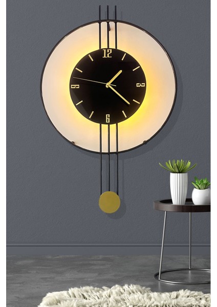 LED Nero Amedi Black, Gold Point, Modern Dekoratif Metal Duvar Saati modelleri