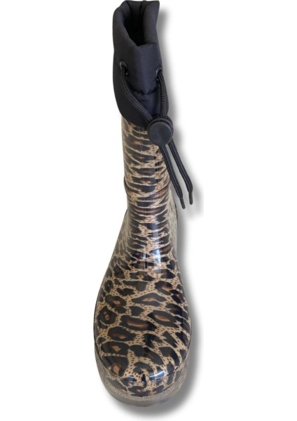 Konçlu Peluşlu Kadın Yağmur Çizmesi 36-40 Leopar
