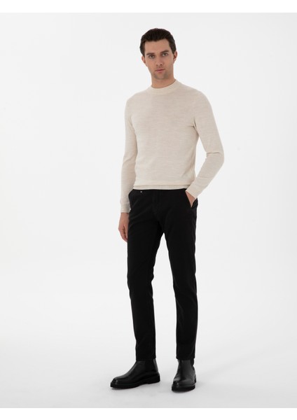 Erkek Siyah Slim Fit Kanvas Pantolon 50311593-VR046