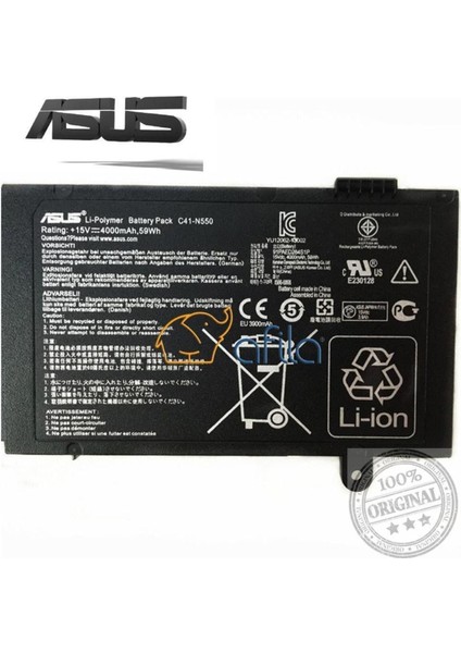 Asus N550JV-CN239H,N550JV-CN240H Notebook Bataryası Pili (Orjinal Asus Marka)