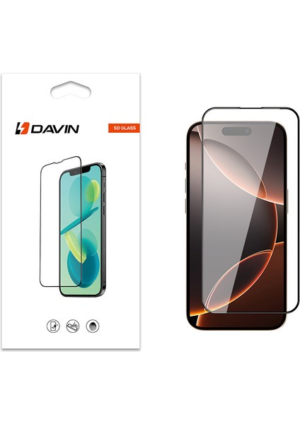iPhone Uyumlu 16 Pro Max Davin 5d Cam Ekran Koruyucu