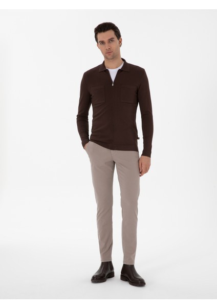 Erkek Vizon Slim Fit Kanvas Pantolon 50311593-VR052