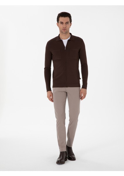 Erkek Vizon Slim Fit Kanvas Pantolon 50311593-VR052