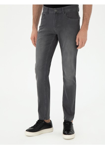 Erkek Gri Slim Fit Pamuk Karışımlı Jean Pantolon 50309058-VR024 fiyatları