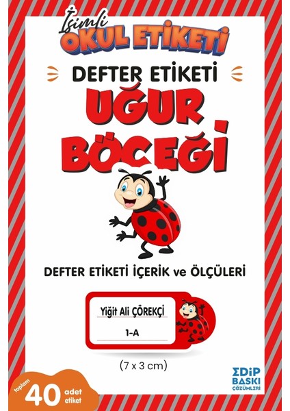 Uğur Böceği Defter Etiketi