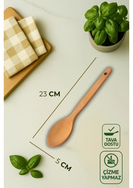6'lı Vernikli Bambu & Kayın Mutfak Seti - Spatula, Küçük, Orta, Büyük Kaşık, Pilav Kaşığı, Kepçe modelleri
