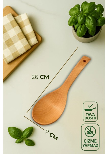 6'lı Vernikli Bambu & Kayın Mutfak Seti - Spatula, Küçük, Orta, Büyük Kaşık, Pilav Kaşığı, Kepçe indirimleri