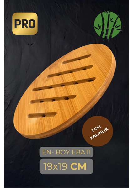 Bambu Yuvarlak Nihale 19 cm – Delikli Isıya Dayanıklı Tencere ve Tava Altlığı