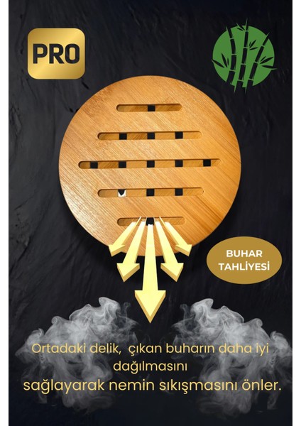 Bambu Yuvarlak Nihale 19 cm – Delikli Isıya Dayanıklı Tencere ve Tava Altlığı