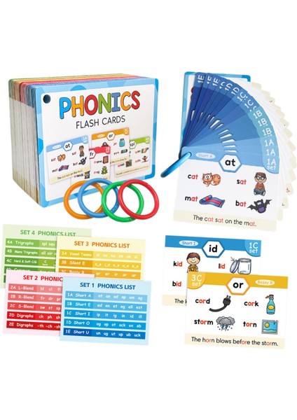 Fonetik Flaş Kartları 4-8 Yaş Arası Çocuklar Için Eğlenceli Eğitici Oyuncak Evde Eğ (Yurt Dışından) fiyatları