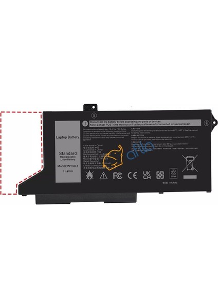 Dell P137G, P137G001 Notebook Bataryası, Laptop Pili - Ver.1 - 3 Cell