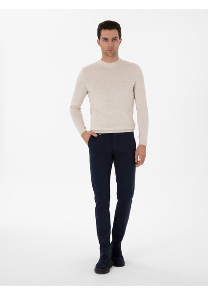 Erkek Lacivert Slim Fit Kanvas Pantolon 50311593-VR033