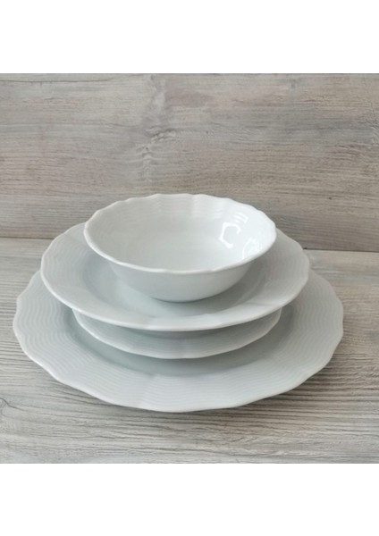 Wavy Beyaz 24 Parça 6 Kişilik Porselen Yemek Takımı fiyatları