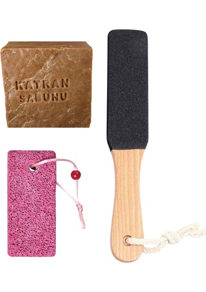 Doğal Katran Sabunu + Topuk Taşı + Topuk Törpüsü Set