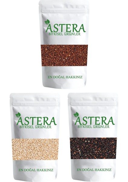 50 gr Kırmızı Kinoa + 50 gr Siyah Kinoa + 50 gr Beyaz Kinoa