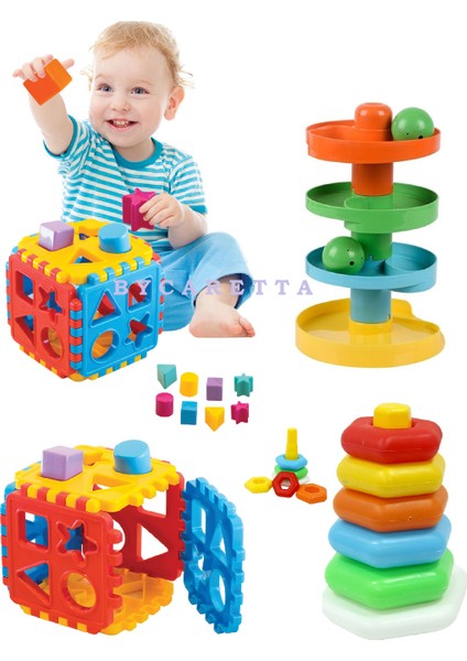 Yağmur Damlası (Çıngıraklı Top Oyunu ) + Neşeli Halkalar + Kiki Bultak Küp Eğitici Set