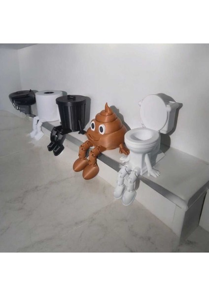 Banyo Dekoratif Figür Seti, Tuvalet Kağıdı, Çöp Kovası, Kaka Emojisi ,klozet Aksesuar (4'lü) fiyatları