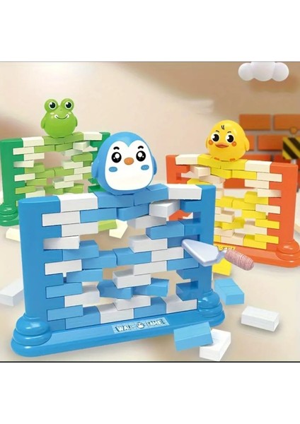 Mavi Penguen Veya Yeşil Kurbağa Duvar Itme Oyunu - Zeka Geliştirici Mini Oyuncak - 3+ Yaş Eğitici