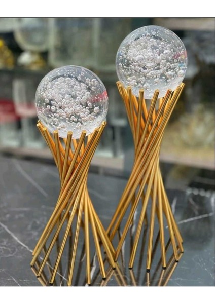 2'li Küre Çapraz Ayak 2'li Set Köpüklü Kıristal 25CM 30CM