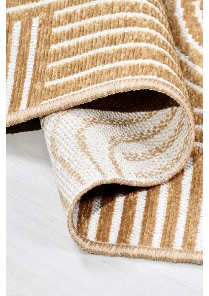 Revna Sarı Bej (Kum Beji) Yıkanabilir Halı – Kaydırmaz Taban, Pamuk Dokuma