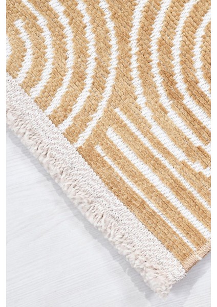 Revna Sarı Bej (Kum Beji) Yıkanabilir Halı – Kaydırmaz Taban, Pamuk Dokuma