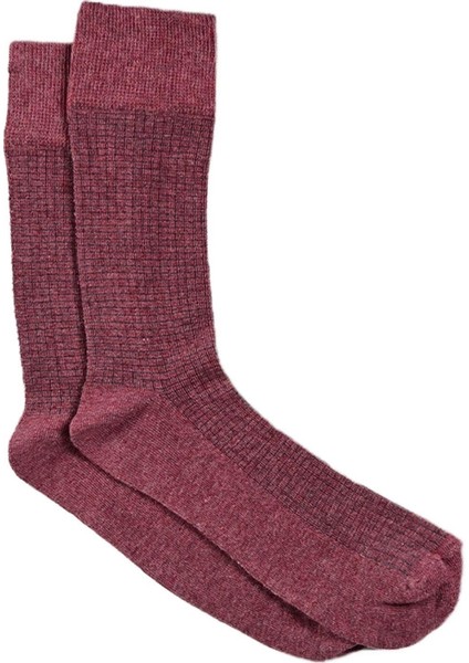 Erkek Bordo Jakarlı Soket Çorap