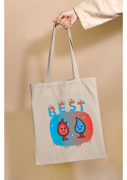 Su ve Ateş Figürlü Best Bez Çanta