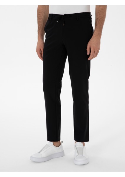 Erkek Siyah Slim Fit Beli Bağcıklı Esnek Klasik Pantolon 50310507-VR046 fiyatları