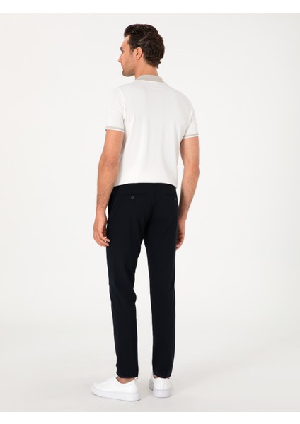 Erkek Lacivert Slim Fit Kanvas Pantolon 50313881-VR033