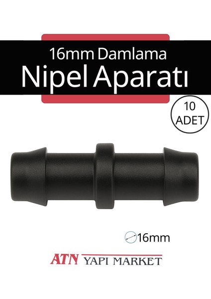 10 Adet 16MM Damlama Sulama Nipel - Bahçe Sulama Hortum Ek Parçası