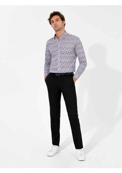Erkek Siyah Slim Fit Kumaş Pantolon 50258512-VR046