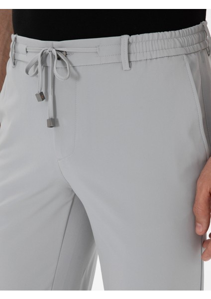 Erkek Açık Gri Slim Fit Beli Bağcıklı Esnek Klasik Pantolon 50310507-VR001