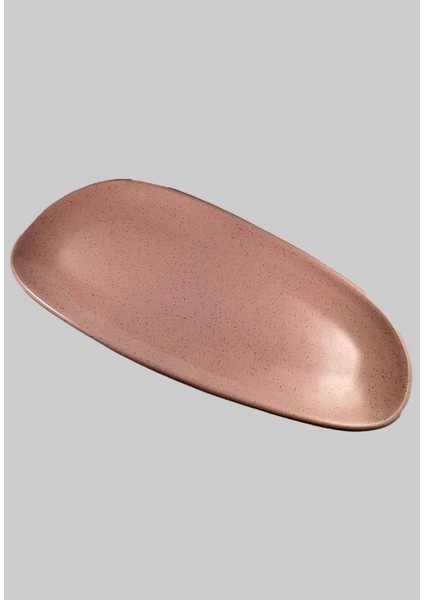 Pembe Renkli Oval Şık Meze-Çerezlik - Kahvaltı - Kahve - Meyve Sunum Tabağı Misafir Sunum 37X16CM