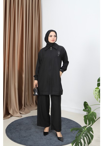 Fermuarlı Keten Takım