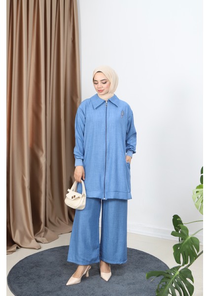 Fermuarlı Keten Takım modelleri