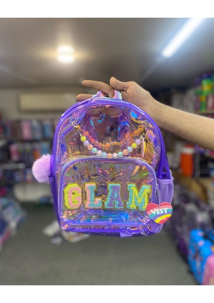Vest Nakış Sırt Okul Çantası Şeffaf Mor modelleri
