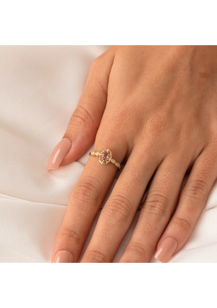 Gümüş Yüzük - 0.60Karat Zultanit Taşlı Gelin Başı Modern Tektaş 925 Ayar Evlilik Teklifi Gümüş Yüzük