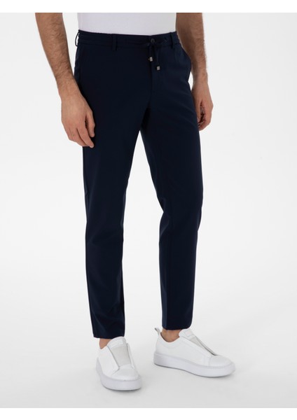Erkek Lacivert Slim Fit Beli Bağcıklı Esnek Klasik Pantolon 50310507-VR033 fiyatları
