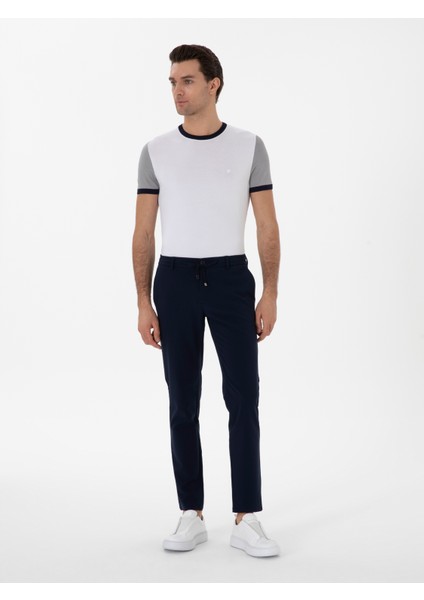 Erkek Lacivert Slim Fit Beli Bağcıklı Esnek Klasik Pantolon 50310507-VR033 modelleri