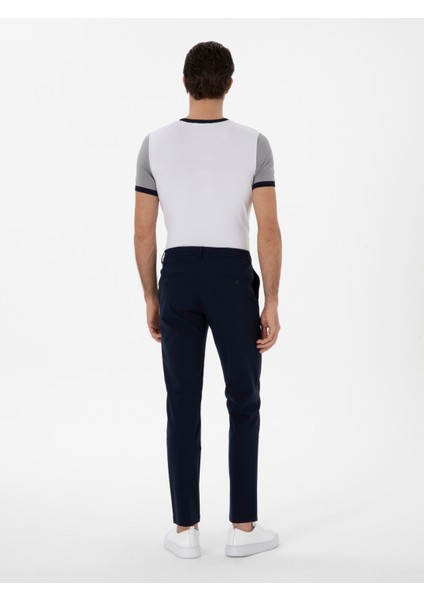 Erkek Lacivert Slim Fit Beli Bağcıklı Esnek Klasik Pantolon 50310507-VR033 fırsatları