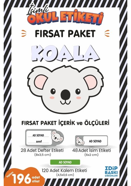 KOALA Okul Etiketi Fırsat Paketi