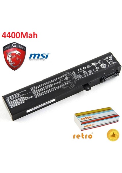 Msı GE73 Raider Rgb 8RF-208TR Msi Notebook Bataryası, Laptop Pili V1 (4400MAH)