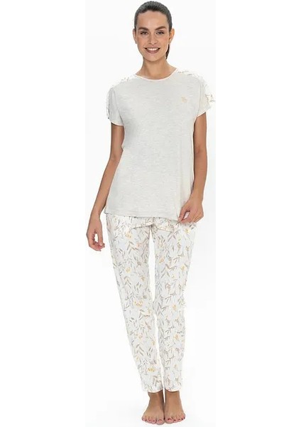 U.s. Polo Assn. Kadın Bej Mlnj. Rahat Pijama Takımı - ARASS20J06W3J