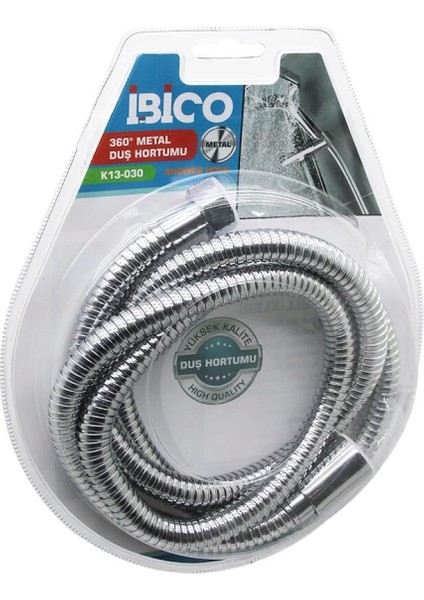360 Derece - Metal Duş Hortumu 1.5mt Vakumlu Ambalaj Anti Twist=dolanmaz-Kıvrılmaz-Kopmaz (4887)
